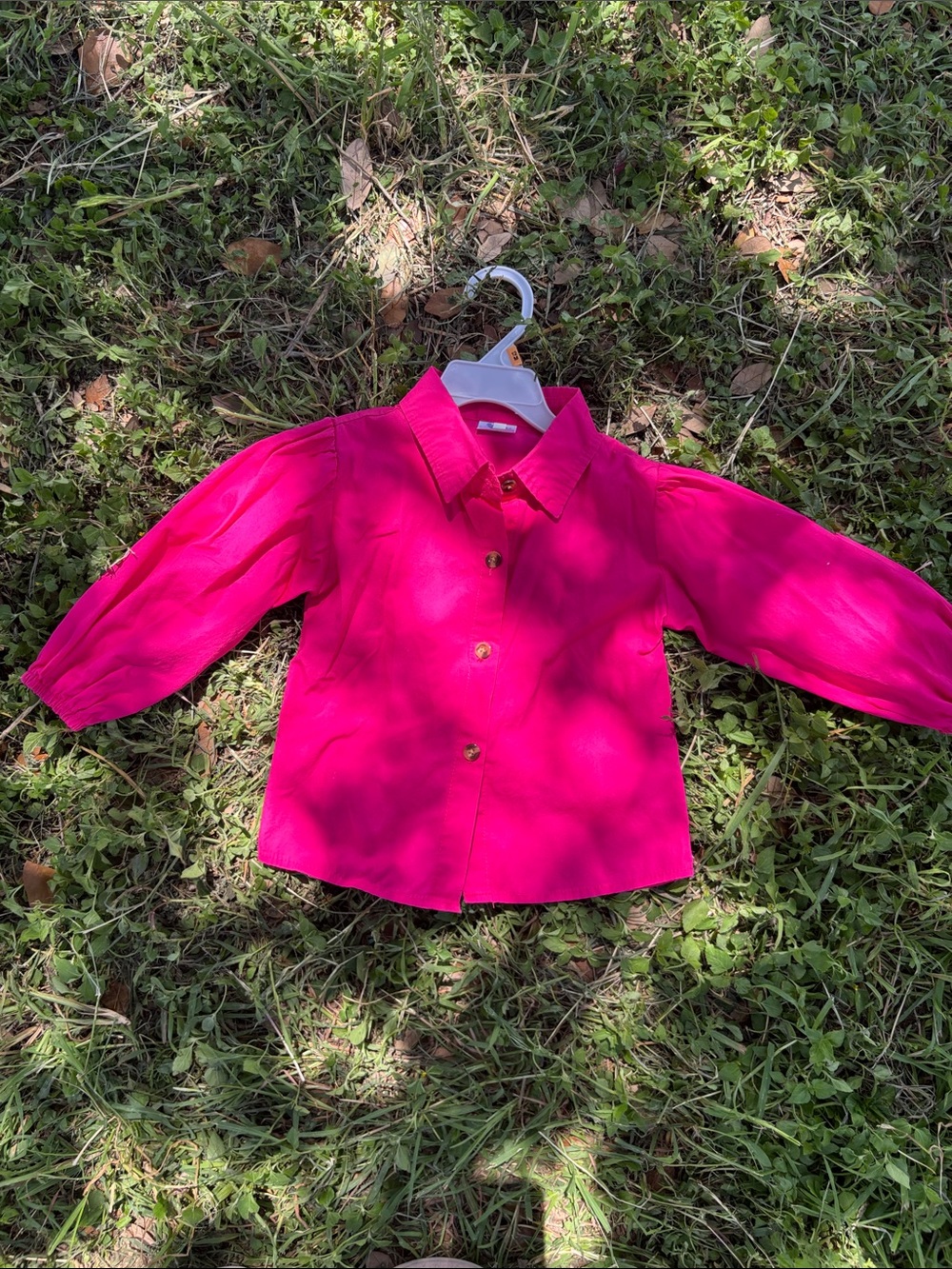 Others Follow Bright Pink Button-Up Girls Blouse